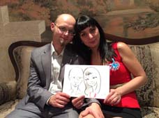 шарж супружеской
пары на новогоднем корпоративе