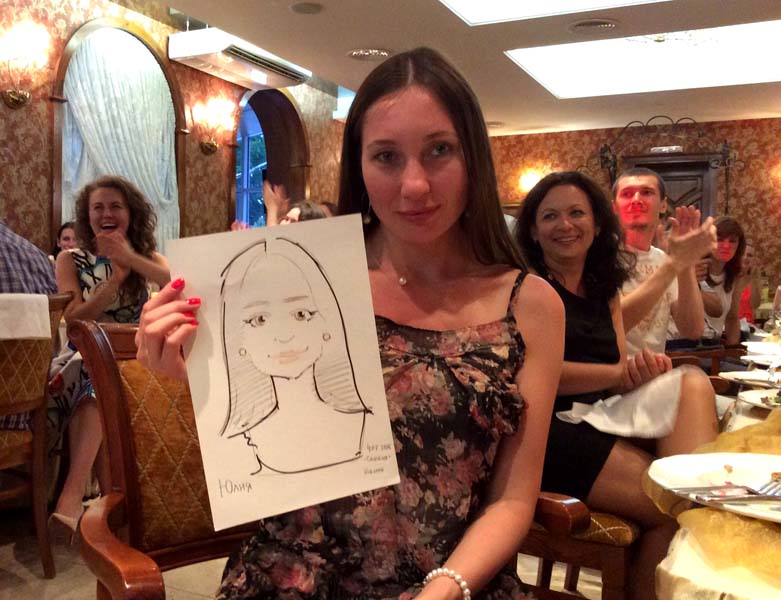 девушка держат шарж новогодний корпоратив Самбия