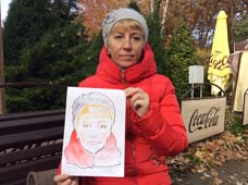 шаржист на корпоратив Михаил Шабалин Наталья позирует в красном