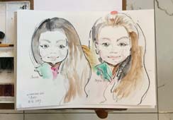 Шарж Лизы и Леры нарисованный Мишелем на корпоративе Минск
