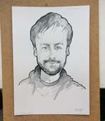 Черно-белый шарж акварелью и карандашем мужчины от Михаила Шабалина Мишеля