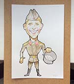 Шарж на солдата с дырявой кастрюлей