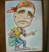 изображение курильщика с кефиром от шаржиста Михаила Шабалина, Мишеля Минск