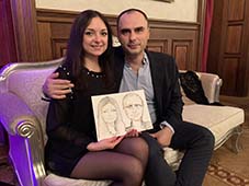 Шарж двух влюбленных на свадебном торжестве шаржист Михаил Шабалин Мишель Минск