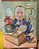 Настоящий хозяин компании, шаржист Михаил Шабалин, шаржист Мишель