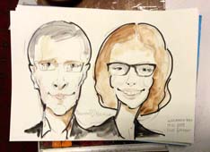 Цветной рисунок Родиона и Наташи, шаржист Мишель, шаржист Михаил Шабалин